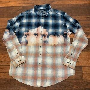 Croft & Barrow Bleached Flannel Shirt Men’s XL Blue Button Down Long Sleeve